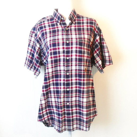 Tommy Hilfiger Mens 100% Cotton Red White & Blue Checkered Shirt - Picture 5 of 10